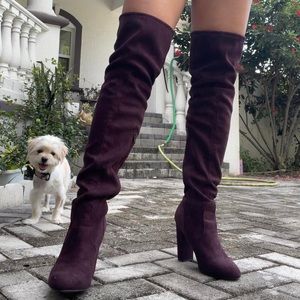 Purple Suede Thigh High Boots